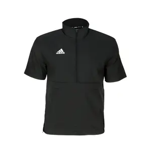 adidas Mens Coach Short Sleeve 14 Quarter Zip Athletic Outerwear Casual - Black