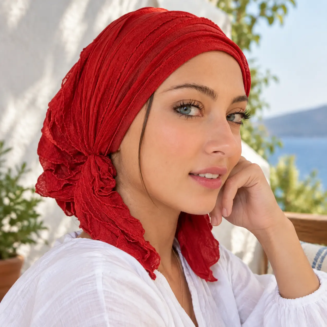 Women Solid Color Pleated Turban Hat Ruched Headwrap Lace Texture Slouchy Beanie Pre-Tied Hair Cover Daily Headwear Hair Protection Accessories Night Sleep Cap Outdoor Travel Commute Long Tail Bandana Scarf Wrap Breathable Fabric