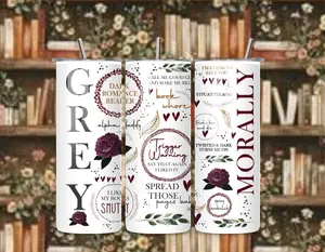 Morally Gray Bookish 20oz Tumbler | Book Lover Stainless Steel Cup | Dark Romance Reader Travel Mug | BookTok Reader Drink Tumbler