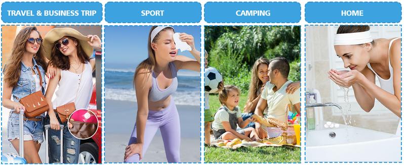 Compressed Towel 50 PCS Mini Tablets Disposable Portable Face Towel Cotton Coin Tissue Eco-Friendly for Travel, Camping, Hiking, Sport, Beauty