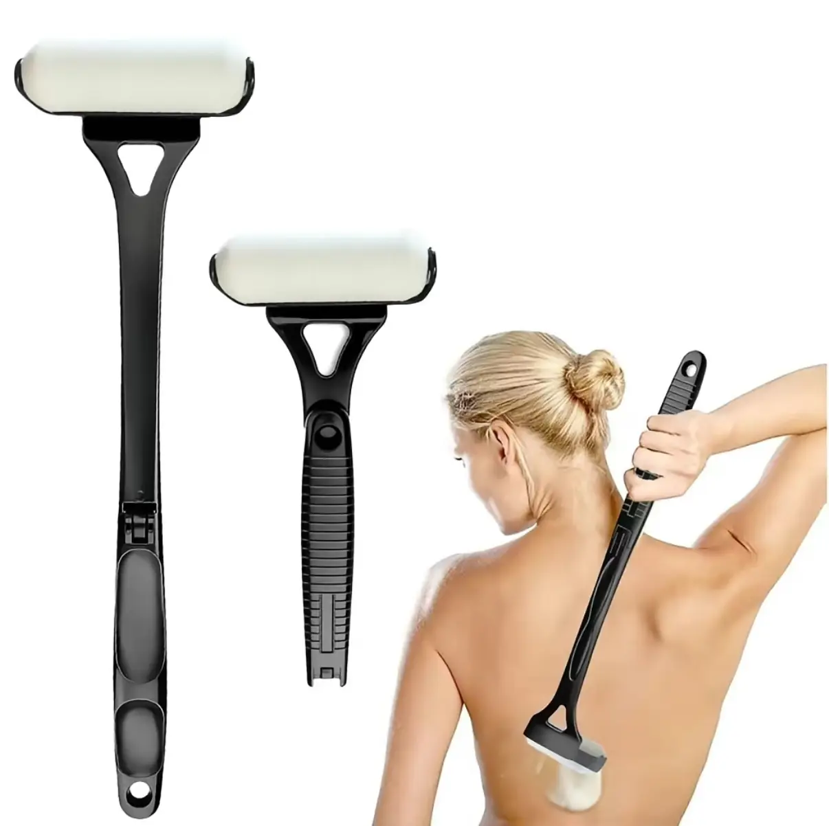 Long-Handled Body Care Applicator with Foldable Roller - Easy Long Reach, Quick Fold Use for Lotion, Sunscreen Application