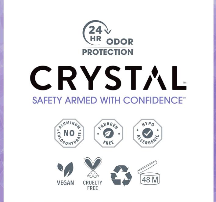 CRYSTAL Travel Stick Mineral Deodorant - Unscented Body Deodorant With 24-Hour Odor Protection, Non-Staining & Non-Sticky, Aluminum Chloride & Paraben Free, 1.5 FL OZ – (Pack of 2)