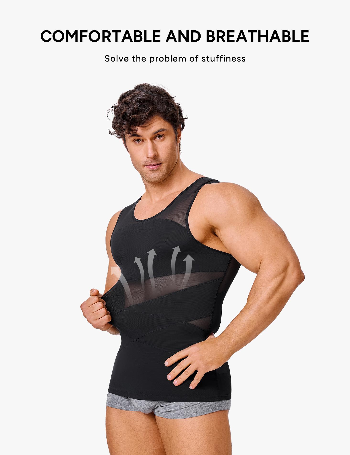 【Nebility】Men’s Mesh Fabric Breathable Compression Shapewear Vest – Slim-Fitting, High Elasticity, Seamless Menswear for Daily Wear Tummy Control SpringStatements