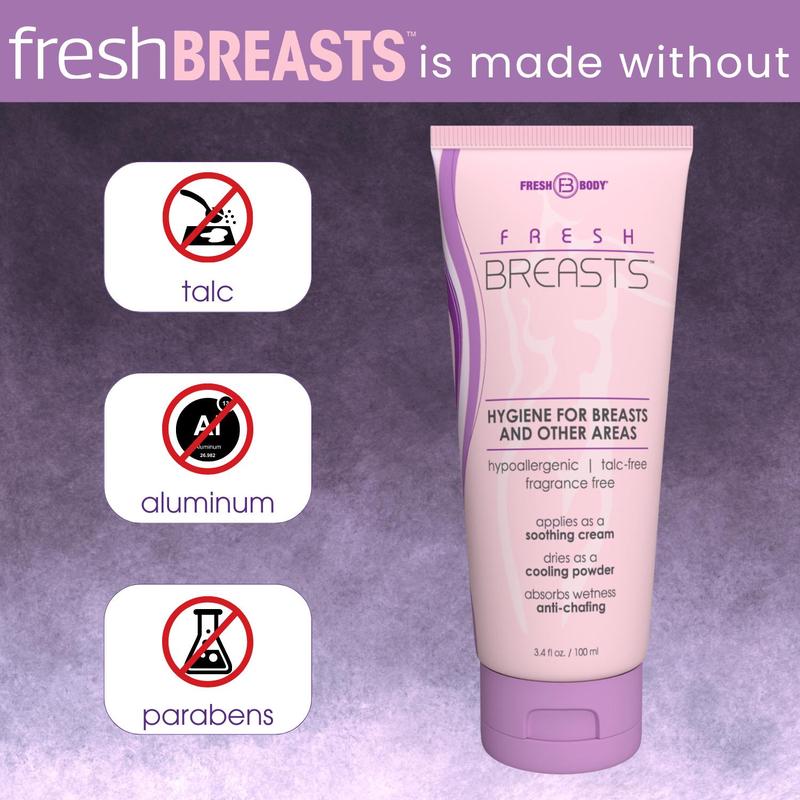 Fresh Breasts Anti-Chafing Cream to Powder for Under Boobs, Inner Thighs - Lotion Made without Talc, Aluminum, Parabens or Added Fragrance Body Care Cosmetic