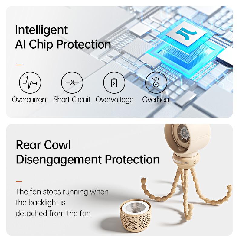 JISULIFE Stroller Fan Life2 Portable Baby Crib Fan with 100 Speeds Air Purify & Air Turbo Tech Bladeless Battery Powered for Home Office & Camping - Rubber