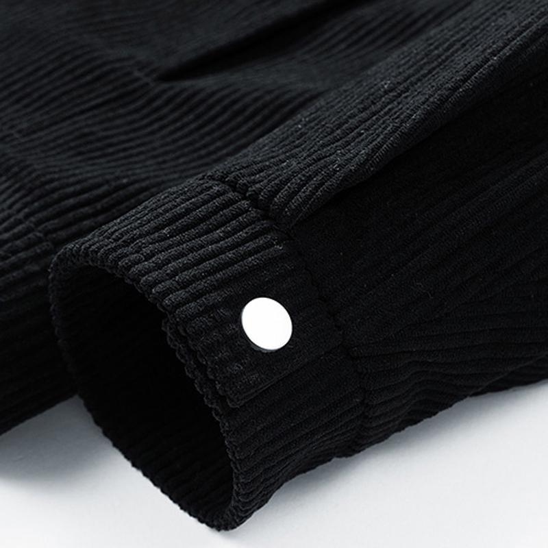 Men's Winter Corduroy Lined Fleece Collar Single Breasted Jacket - Thick Warm Coat with Ribbed Cuffs & Fashion Front Placket; Perfect for Outdoor Hiking, Jogging, Fishing, Gym Workouts or Casual Daily Wear; Fleece Lining Provides Windproof Structure.