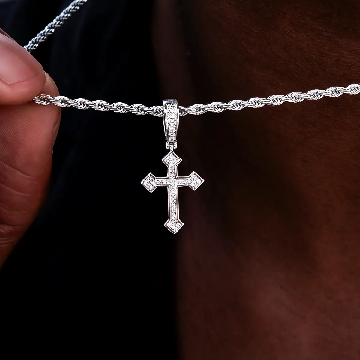 GLD Micro Iced Celtic Cross in White Gold - Perfect Gift