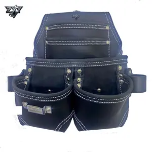 20-123 5 Pocket Heavy Duty Leather Tool Bag, Black