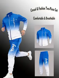 Men's Hoodie & Cargo Jogger Pants Set - Graffiti Letter Print, Cargo Pocket, Comfortable Casual Apparel