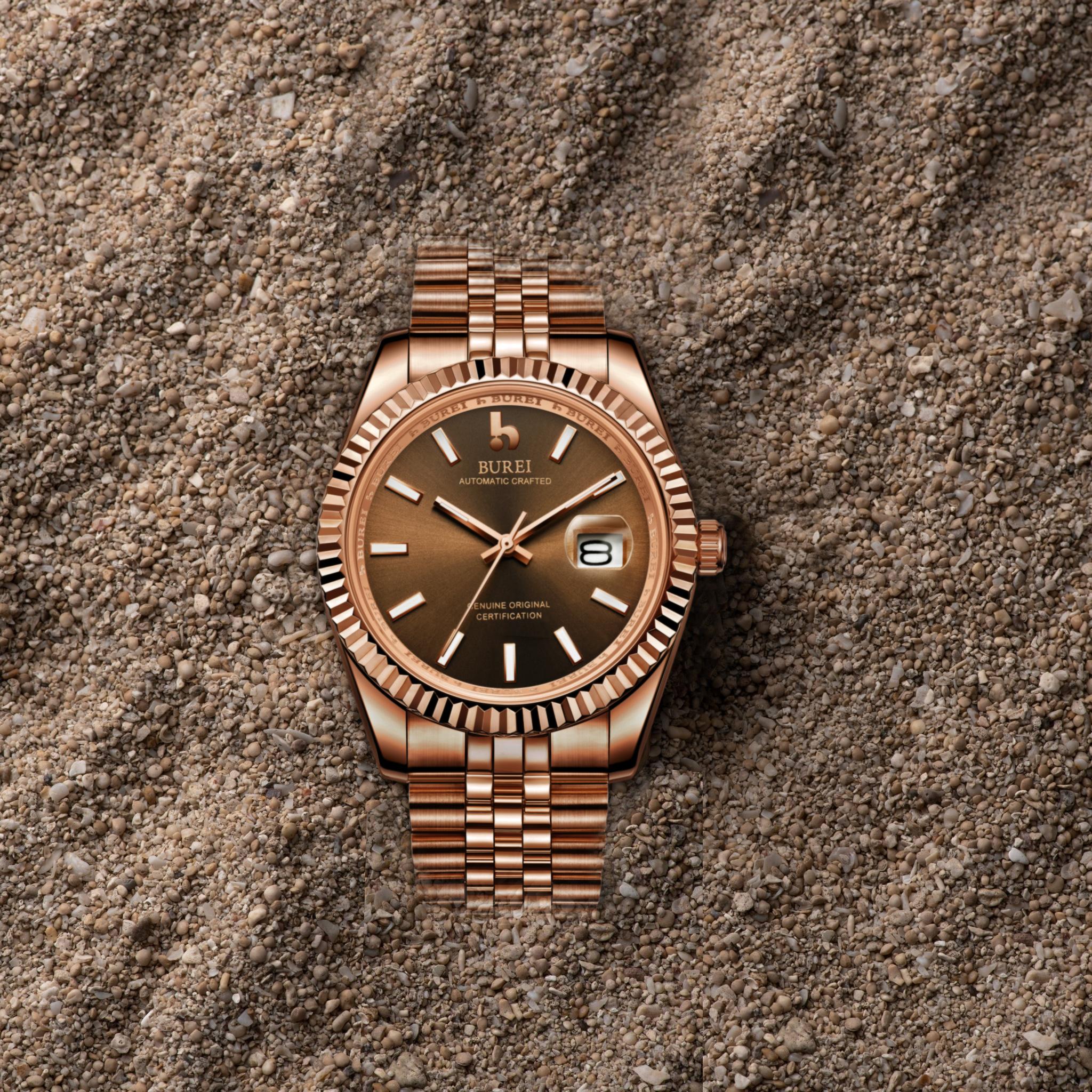 BUREI Men's Classic Luxury Watch Stainless Steel Waterproof Machine Watch Fashion Double Watch Date Sapphire Crystal BUREI Men's Classic Luxury Watch Stainless Steel Waterproof Machine Watch Fashion Double Watch Date Sapphire Crystal