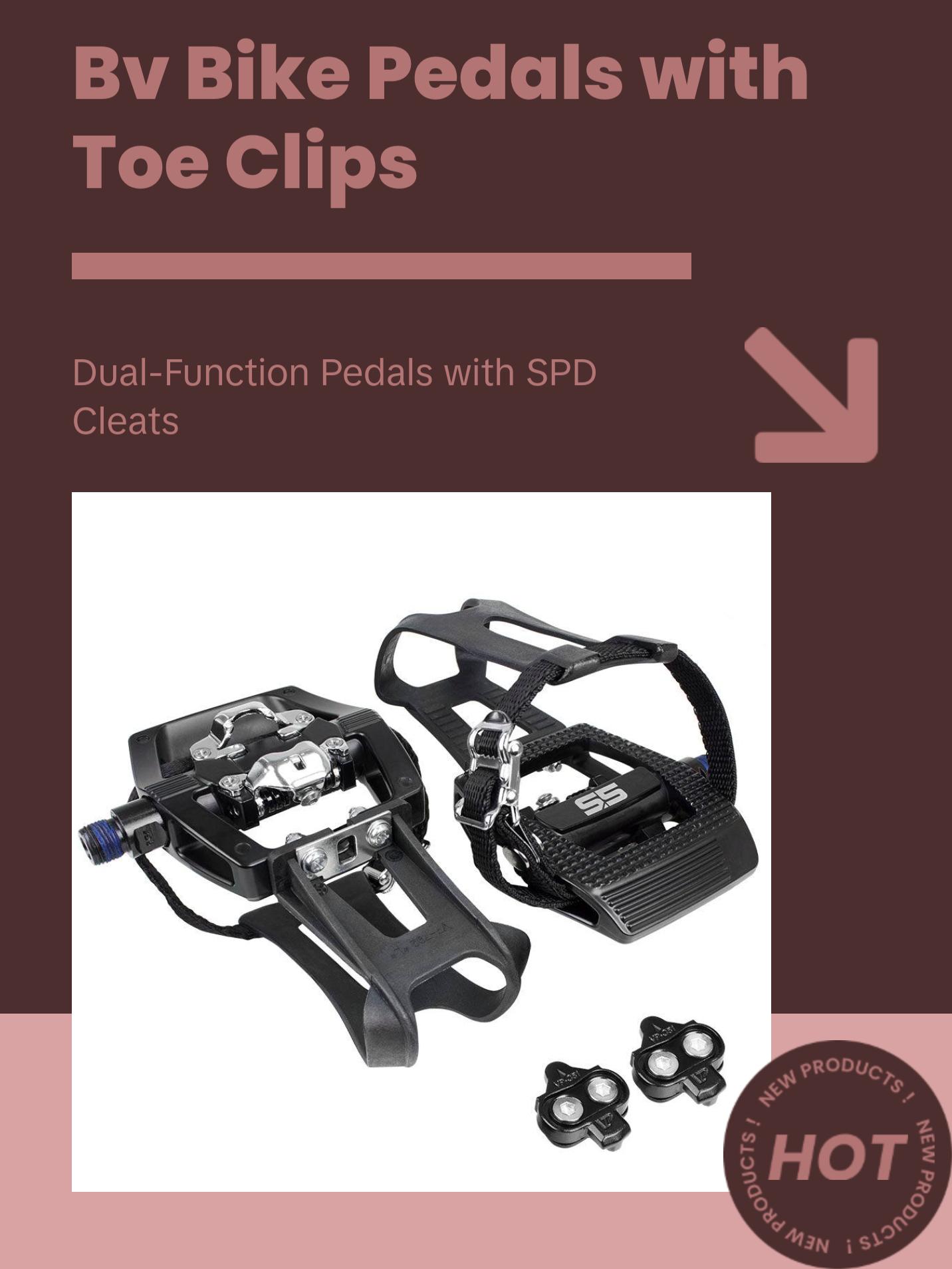 BV Bike 9/16in Pedals with Toe Clips (Shimano SPD Cleats included) | BV-PD-S5