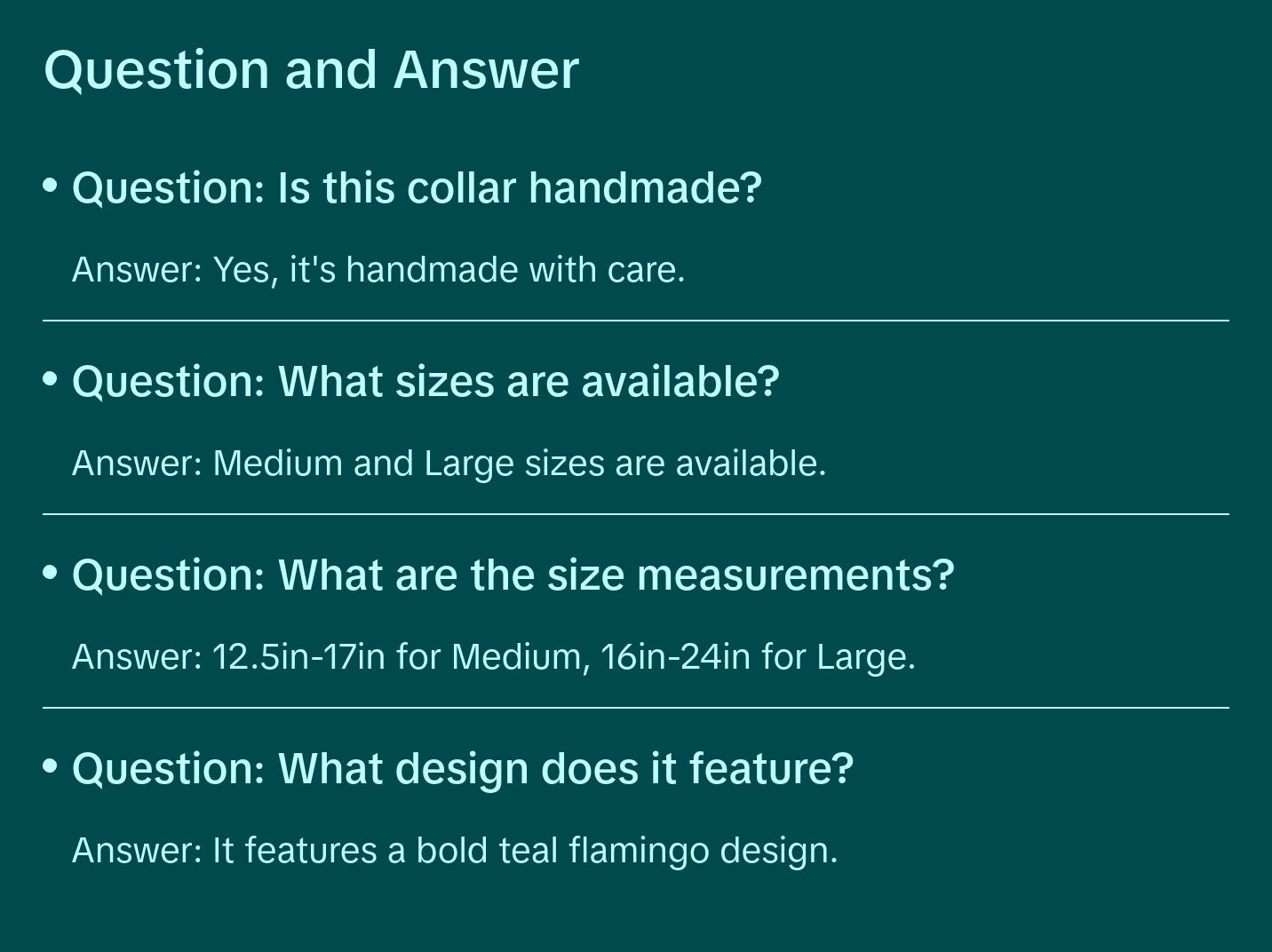 Teal Pink Flamingo Dog Collar