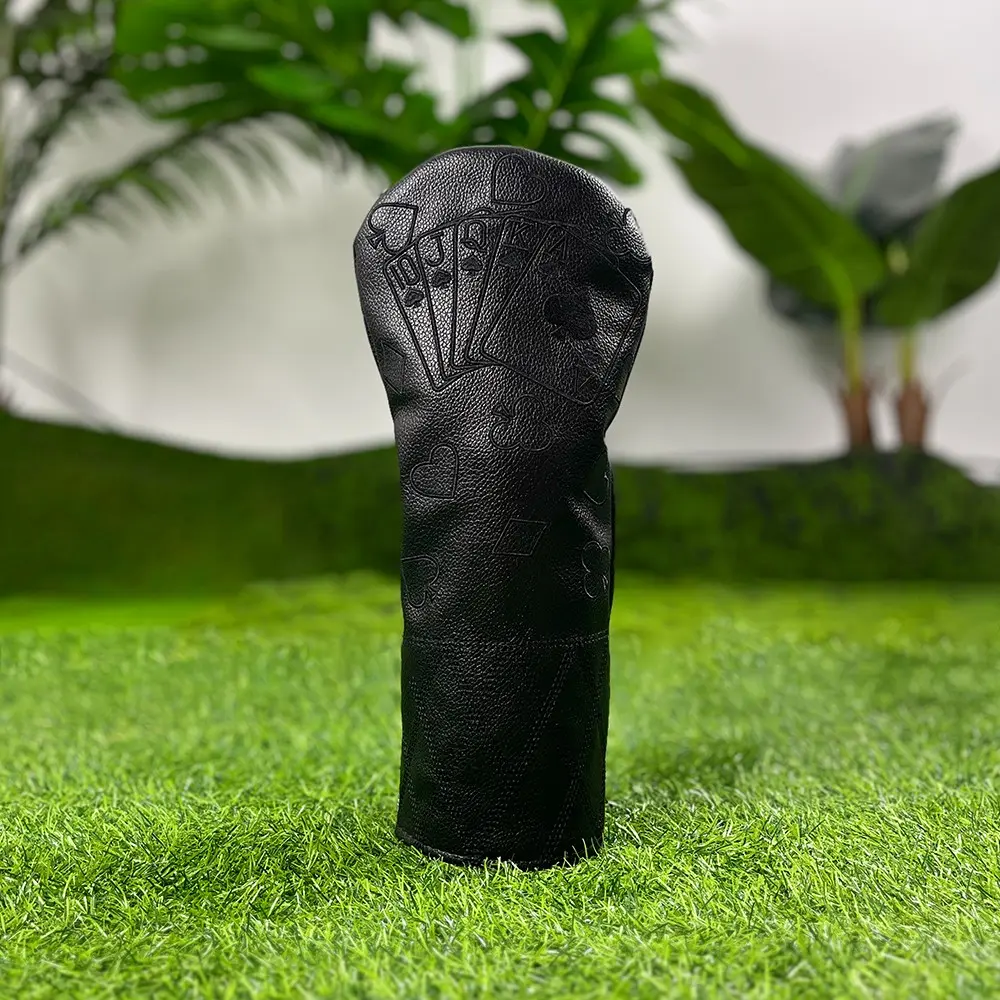 Poker Card Pattern Golf Club Head Cover, 4 Pcs Per Set Waterproof Durable Protector, Fit Driver Hybrid Fairway Wood, Golf Accessory Gear for Outdoor Golfing, Golf Gift Accessory