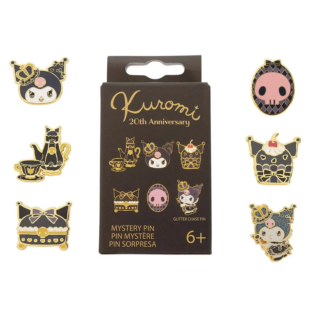Loungefly Sanrio Kuromi 20th Anniversary Mystery Box, Collectible Enamel Pins with Glitter Chase, Mystery Pins