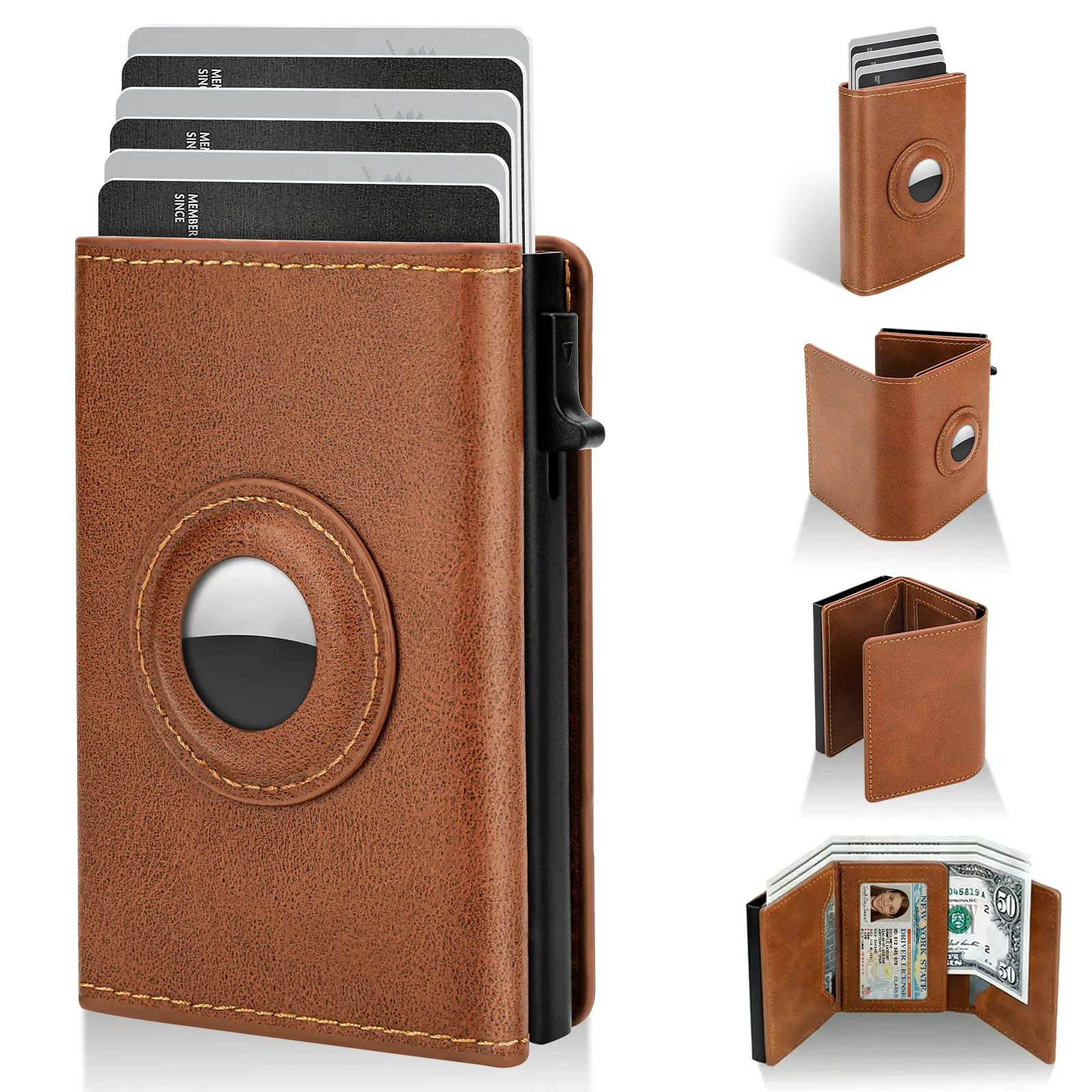 Slim Minimalist Wallet for Men - RFID Blocking Leather Credit Card Holder Wallet, 7-9 Cards & Cash Slot for Work & Daily Use, Birthday Gifts for Men