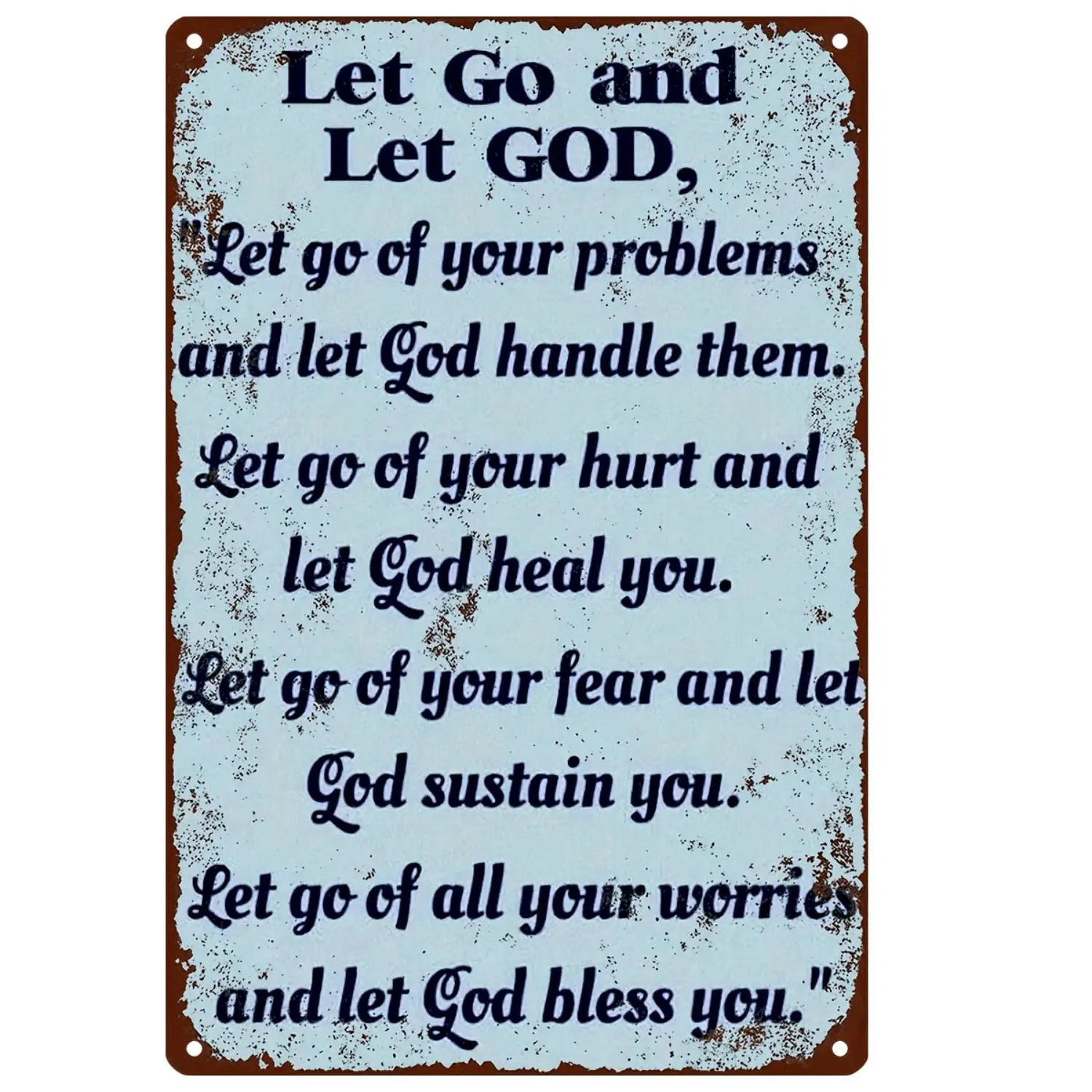 [Vintage Metal Wall Sign] Vintage Metal Wall Sign - 2D Flat "Trust and Let Go to God" Inspirational Quote | Weatherproof & Pre-Drilled for Easy Hanging | Perfect for Home, Office, Bar, Cafe Decor, Metal Wall Art summerwins