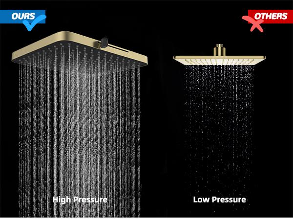 Hibbent cUPC Certified 13'' Shower Head Combo, High Pressure 5 Spray Rainfall Showerhead, 10 Spray Handheld, All Metal Easy Reach 4-way Diverter Arm with Pause Mode, 71'' Hose and Holder, Brushed Gold