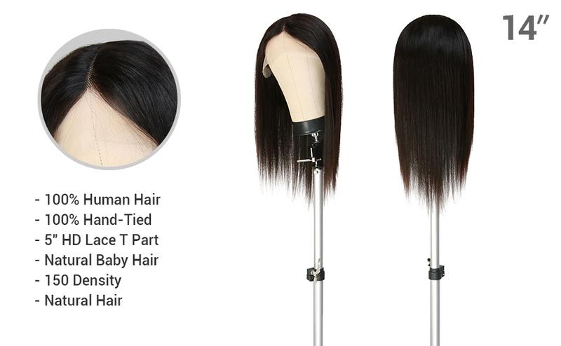 Celebrity 100% Virgin Human Hair HD Lace 5" T Part Wig Straight (12-24")