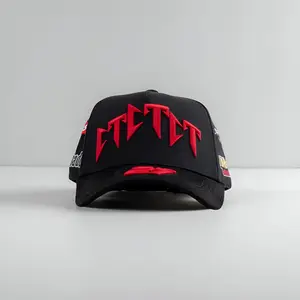 Barbas Hats x CT “CT Racing” Red Logo Streetwear Cap – Premium Black Curved-Brim Baseball Hat with Bold Racing Typography for Men, Women & Urban Fashion Fans Inspired by Motorsport Style