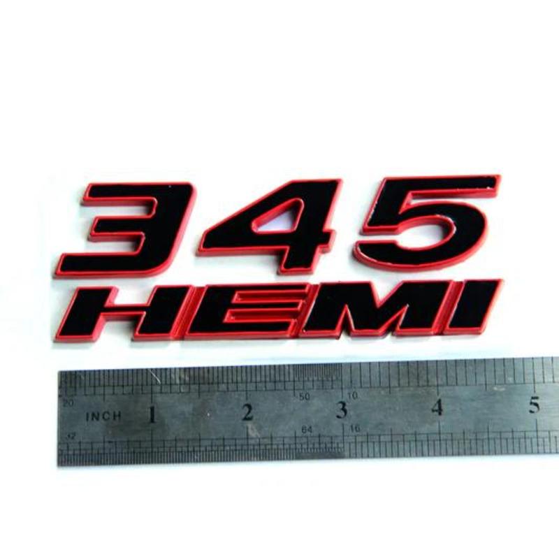 2-Piece Car Side Emblem Sticker Set, 345 Decals, Compatible with Dodge Challenger, Charger, and RAM 1500 (Black/Red)