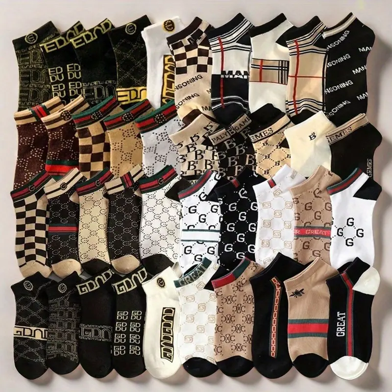 Women's Cotton-Blend Antislip Geometric Low-Cut Ankle Socks 10-Pair Pack - Soft, Durable, Breathable, Designer-Inspired, Reinforced Heel & Toe, Anti-Sweat, Ideal for Daily Wear & Daily Commute, Socks Pairs Gift Option, 10 Pairs Random