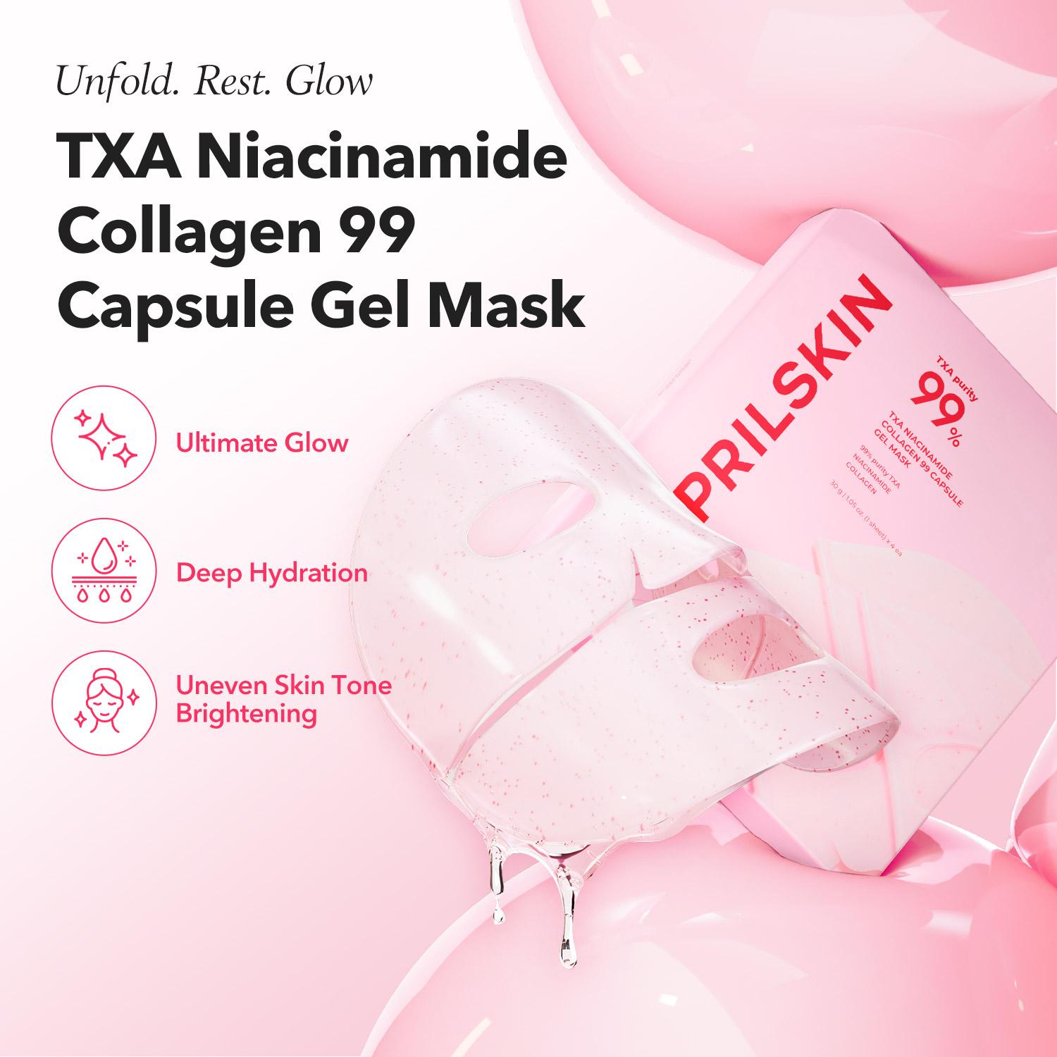 [APRILSKIN Official] TXA Niacinamide Collagen Capsule Overnight Mask | Brightening Facial Mask Sheet 4ea | Ultimate Glowy Skin Skincare Comfort