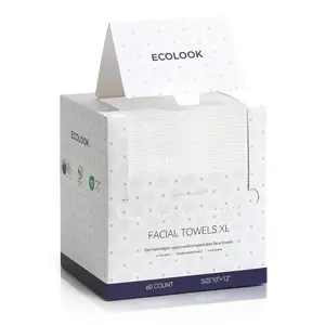 ECOLOOK Extra Large Disposable Facial Towel, 60-Count Upgrade Thickened Version Ultra-soft bio-based disposable facial towels suitable for sensitive skin Ideal for makeup removal and skincare