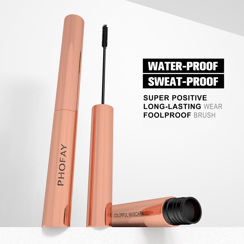 PHOFAY Colorful Mascara 4ml Waterproof Volumizing Lengthening Mascara for Extreme Volume and Color Intensity Super Positive Long Lasting Wear Foolproof Brush