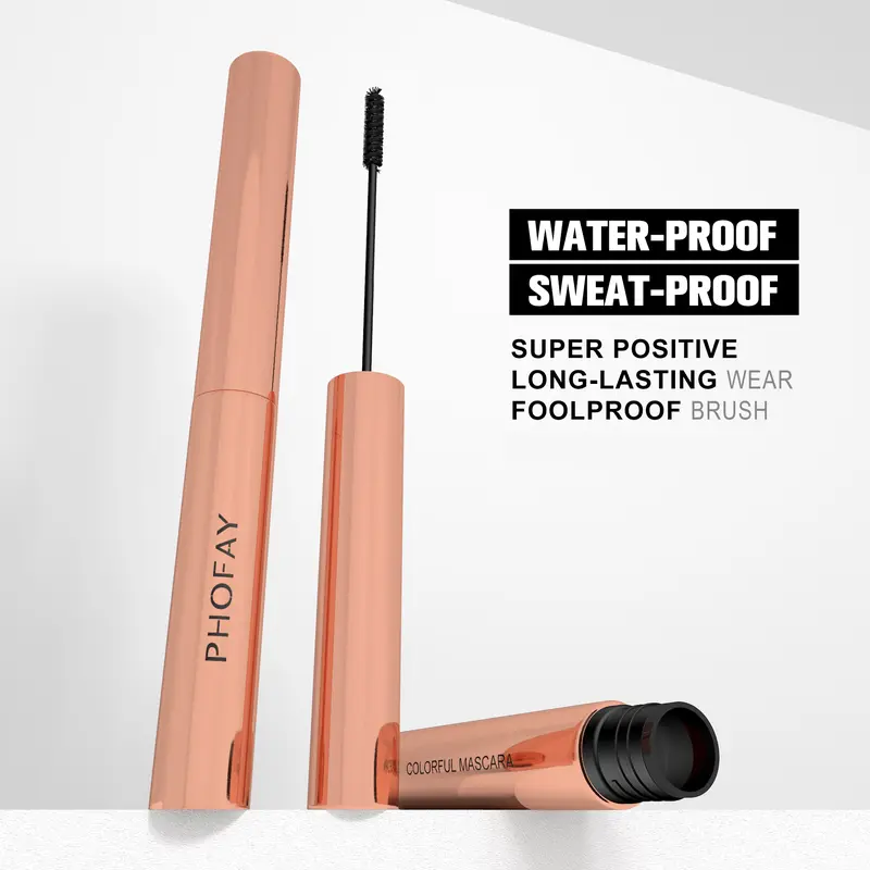 PHOFAY Colorful Mascara 4ml Waterproof Volumizing Lengthening Mascara for Extreme Volume and Color Intensity Super Positive Long Lasting Wear Foolproof Brush