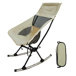 1Pc Portable Camping Rocking Chair 198LBS Weight Capacity Included Carry Bag High Back Rocker Chair for Patio Fishing Beach Lawn Travel