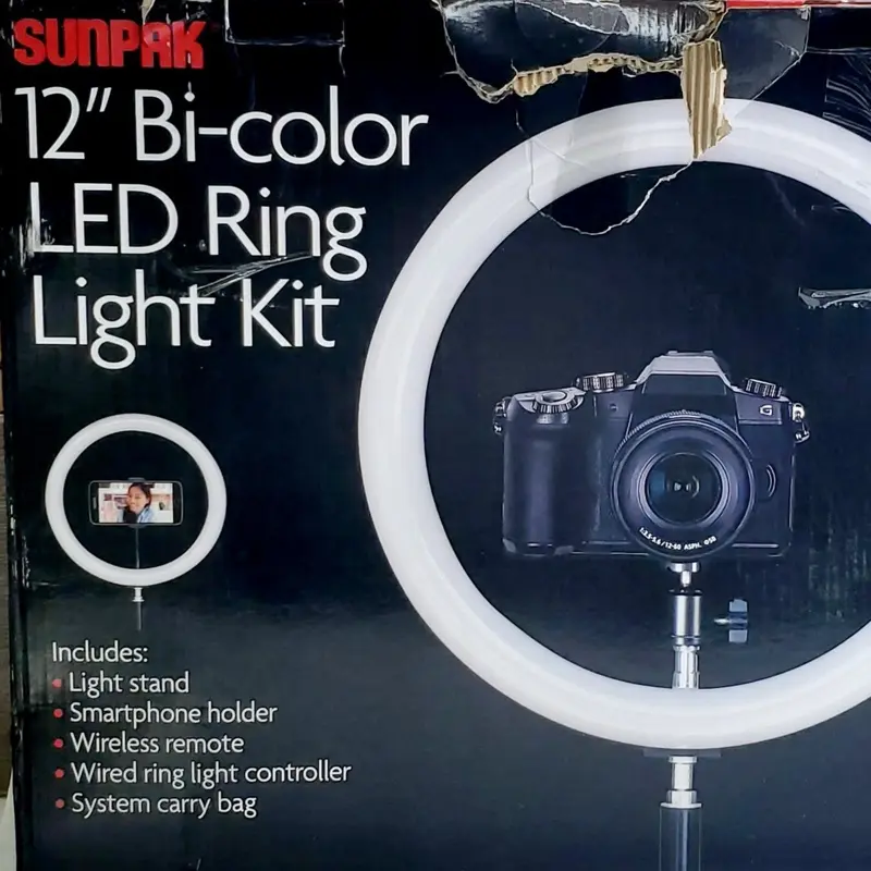 Sunpak 12” Bi-color Ring Light Kit, Camera & Smartphone Accessories, Portable Vlogging Kit for Photography & Content Creation