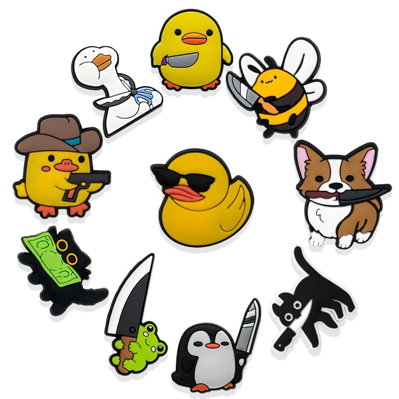 Cartoon Animals Duck Dog Croc Shoe Charms for Kids Boys Girls Women Men PVC Wristband Sandals Clog Accessories Party Favor with Dragon and Character Designs