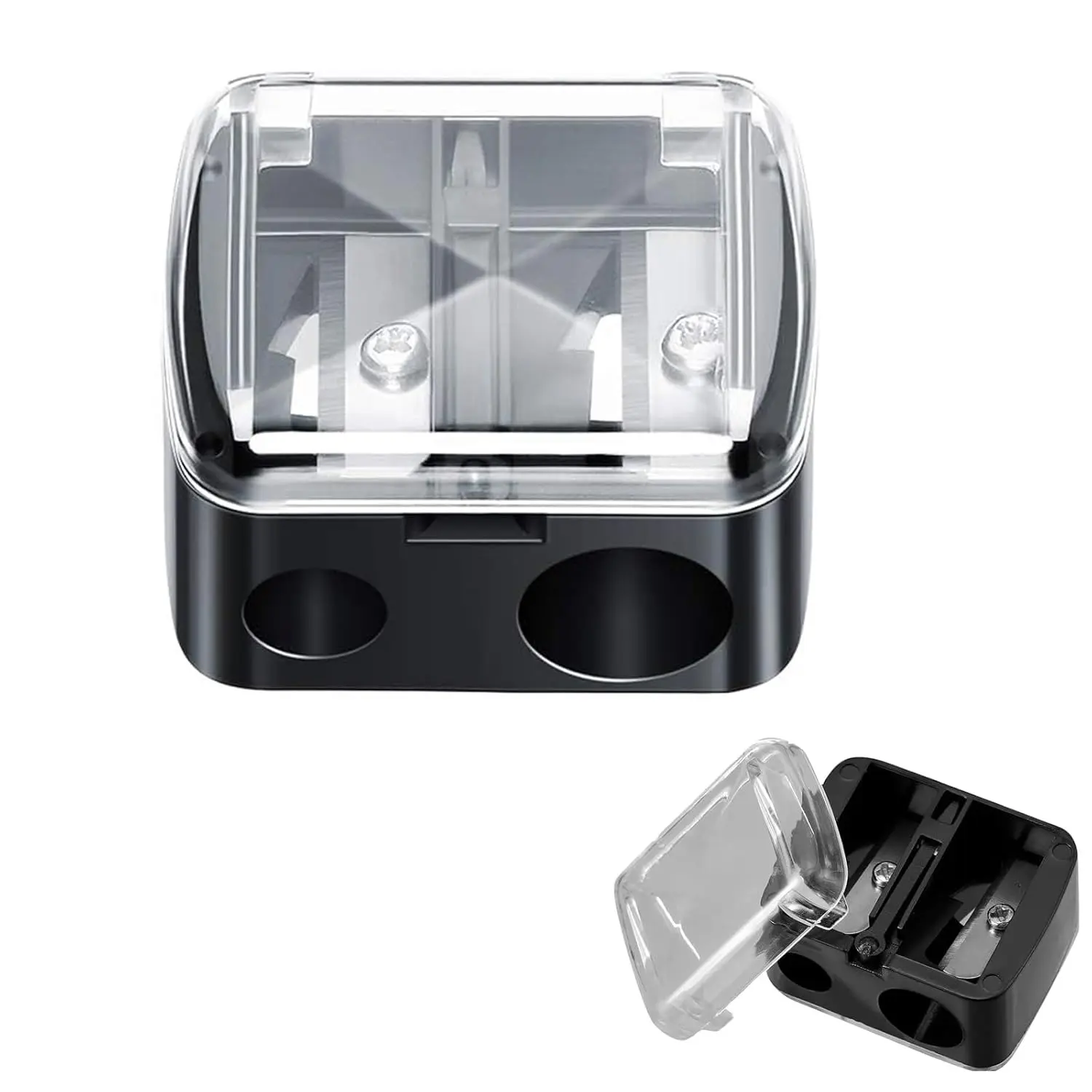 1 Pc Eyeliner Sharpener Dual Makeup Sharpeners Cosmetic Tools Compact Makeup Sharpening Device for Eyeliner Lip Liner Pencils, Black
