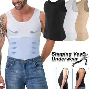 Mens Compression Shirt, Tummy Control Body Shaper Vest, High Stretch Seamless Workout Tank Tops Abs Abdomen Undershirts