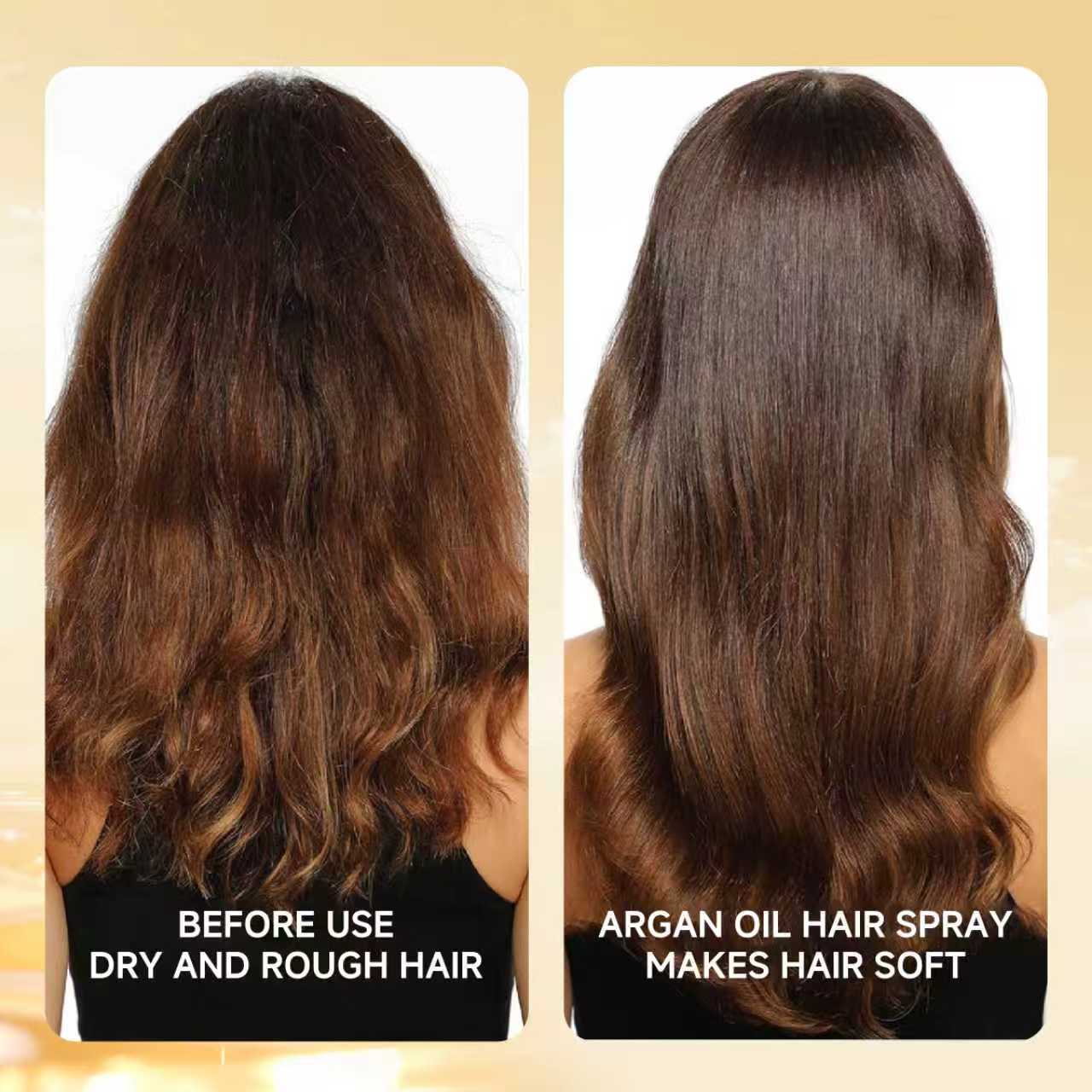 HONLINK 90ml Gold Shimmer Multi-Effect Leave-In Hair Spray ,for All Hair Types, Heat Protection, Detangling & Frizz Control, Infused with Rosemary & Argan Oil, Color Safe, Vegan