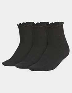 ADIDAS Originals U Ori Ruffle 3 Pack Womens Quarter Socks, Black & Black, Medium