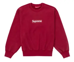 Supreme Washed Box Logo Crewneck Sweatshirt Red
