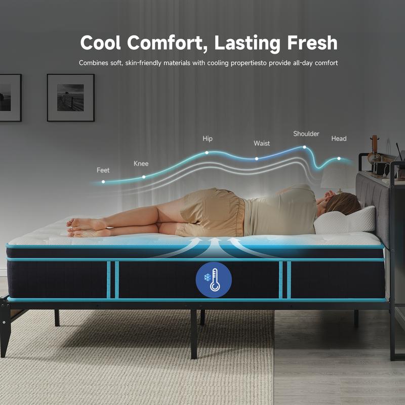 VIZIM Hybrid Mattresses in a Box, 10 & 12 Inch Twin Full Queen Size Mattress with Memory Foam & Pocket Springs, Medium Firm Bed for Pressure Relief & Motion Isolation, CertiPUR-US Certified