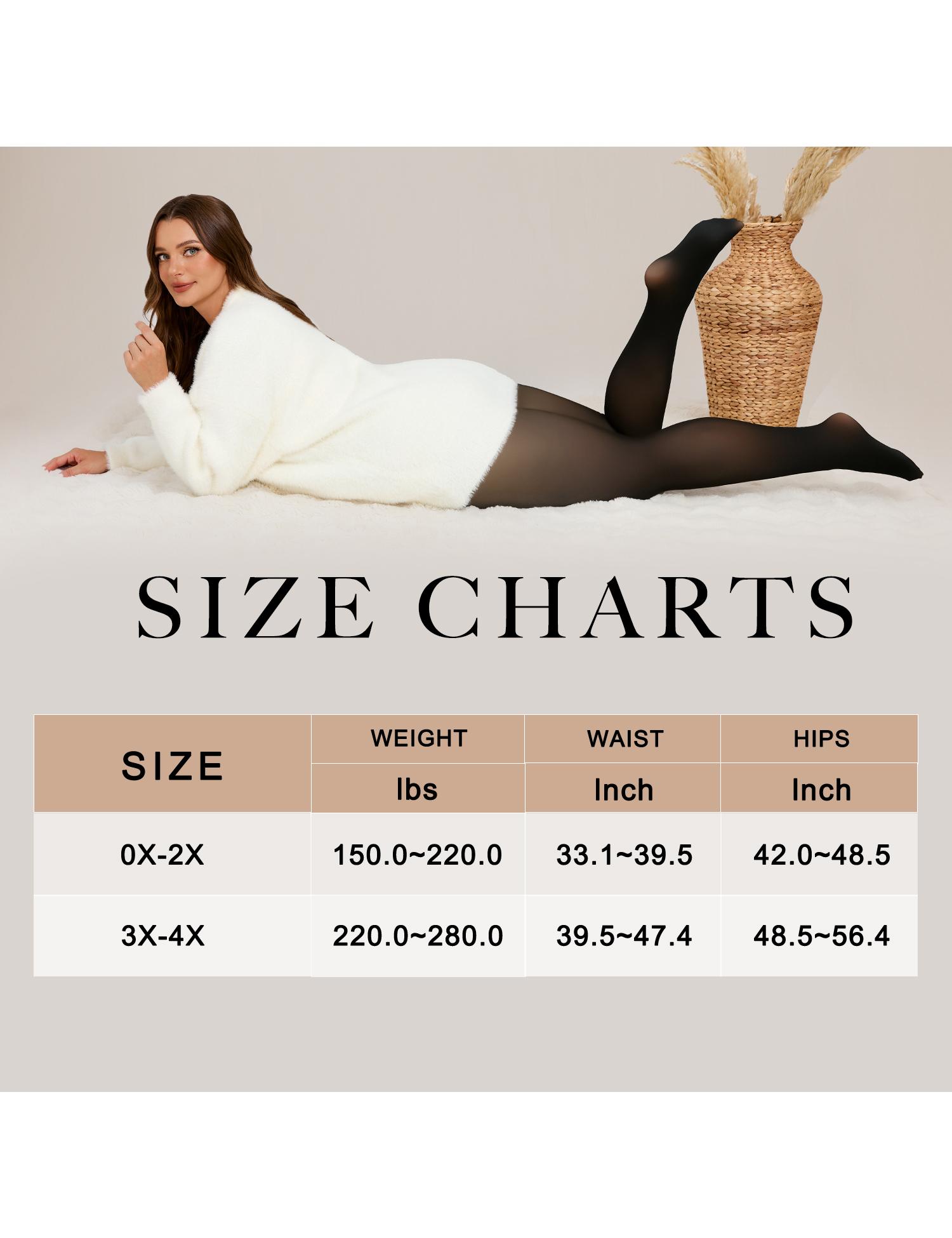 2 Packs Plus Size Tournesol The Single Seam Design Plus Size Fleece Lined Tights Women's Size 0X–4X Thermal Winter Basic Tights Leggings Thick Semi-Transparent Underwear Pantyhose Closed Foot Available in HONEY / LIGHT  HH_HL 011