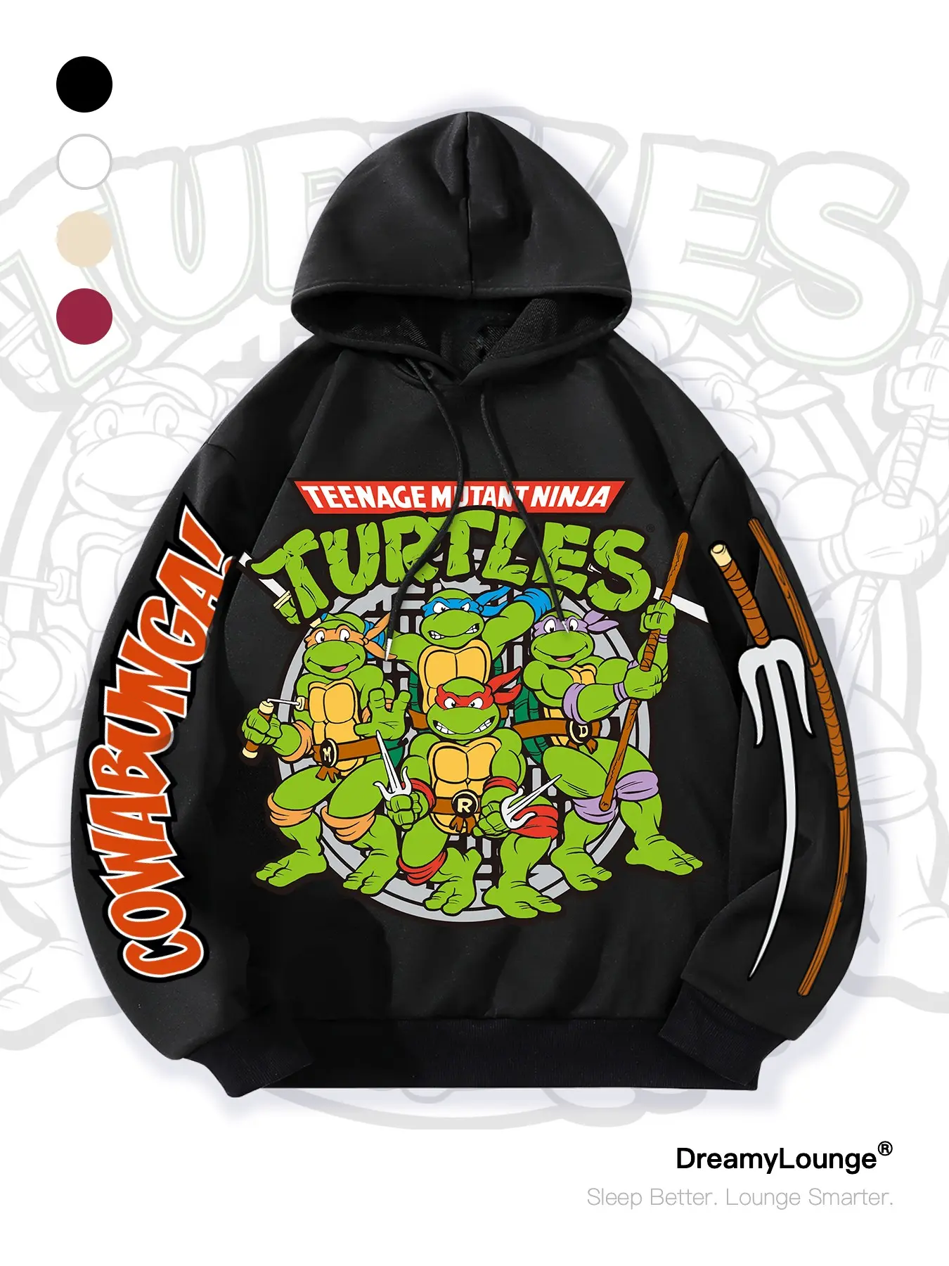 Teenage Mutant Ninja Turtle Heroes Graphic Cartoon Print Hoodie, Loose Fitting Hoodie, Pullover, Oversize Loose Fit Casual Wear, Breathable Home & Daily Use, Fall Winter Style, Sweatshirts