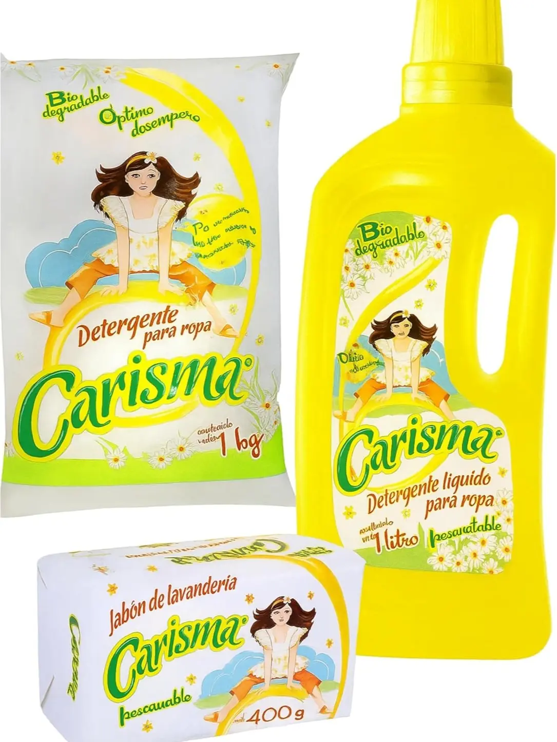 Carisma 3-Pack Fragrant Ready-to-Use Laundry Cleaning Bundle - 1L Liquid Detergent, 1Kg Powder Soap, 400g Bar Soap - Fresh Floral Scent for Spotless Baby Clothes, Fragrant Laundry Detergent, Ready-To-Use Laundry Detergent