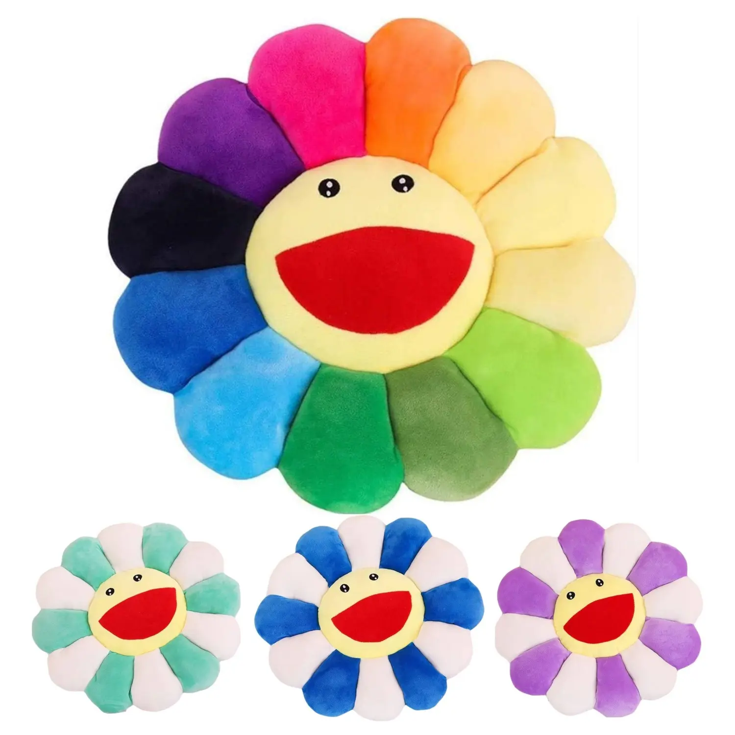 MIUVA Smile Face Sunflower Stuffed Plush Pillow Plushies - Sturdy Home Goods for House Decoration, Reading Nook, Soft Cushion for Sofa & Bed, Easy-Cleaning Flowers-Themed Toy