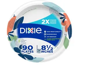 Medium Paper Plates, 8.5 Inch, 90 Count, 2X Stronger*, Microwave-Safe, Soak-Proof, Cut Resistant, Disposable Plates For Everyday Breakfast, Lunch, & Dinner Meals