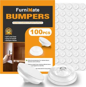 Cabinet Door Bumper- Cabinet Bumpers Clear Soft Close 100PCS, Cabinet Stoppers Rubber, Cabinet Cushion Dots Drawer Stops, Adhesive Bumpers 1/2 Inch FurniMate
