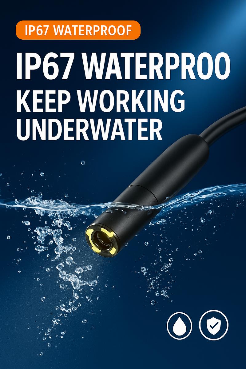 OBD Scanner with 4.3" IPS Borescope Camera IP67 Waterproof Car Pipe Engine Inspection Diagnostic 5MP Dual-Lens Endoscope 8 Adjustable LEDs Plug & Play