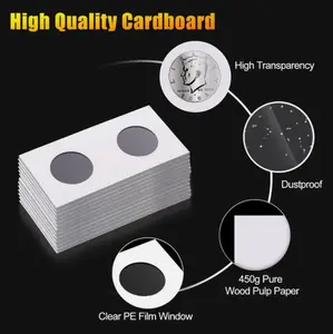 200 4 Sizes Coin Holder Cardboard Mylar Paper Flip 2x2 for Collection Album Book Decor Photo