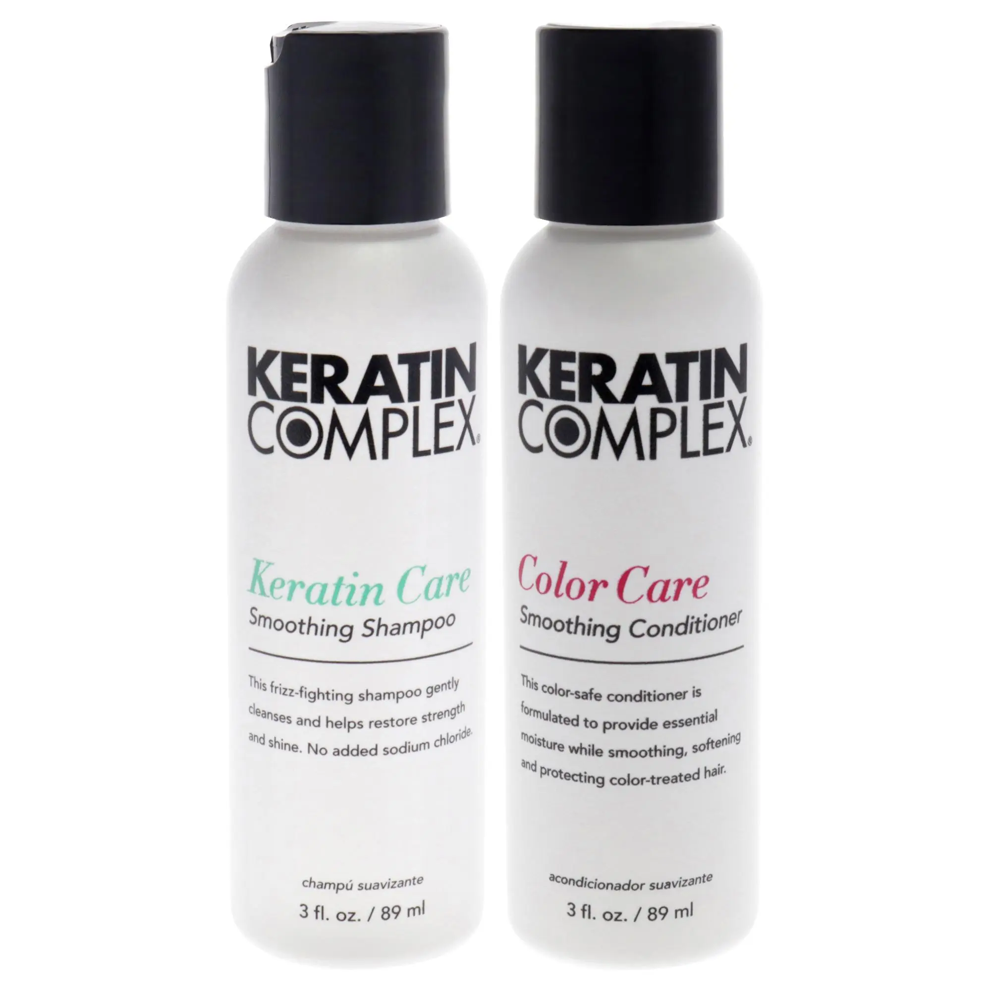 Keratin Complex Unisex Haircare Kit Set - 2-Pc Kit with 3oz Shampoo, 3oz Conditioner (2 Bottles), Two Bottles
