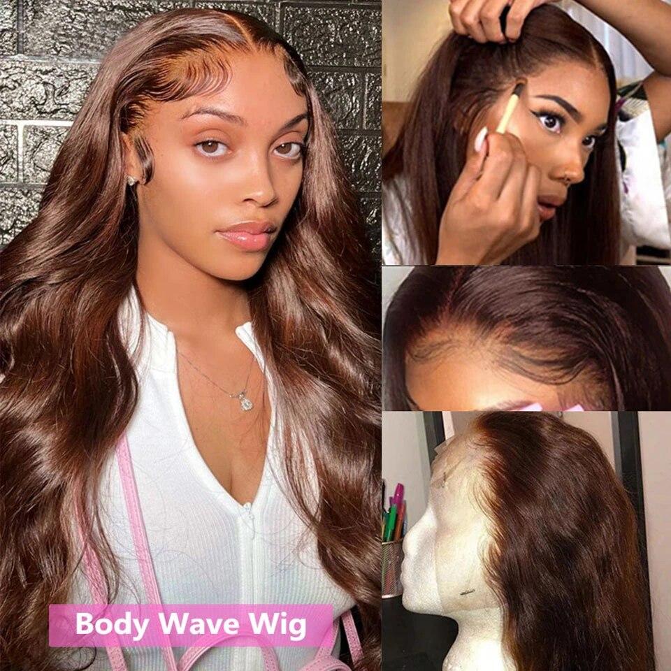 Body Wave Chocolate Brown Lace Front Human Hair Wigs For Women 13x4 13x6 Hd Lace Frontal Wig Brazilian Human Hair Wig Ready To Wear 5x5 Glueless Wavy Brown Closure Hair Wig TikTokShopBlackFriday