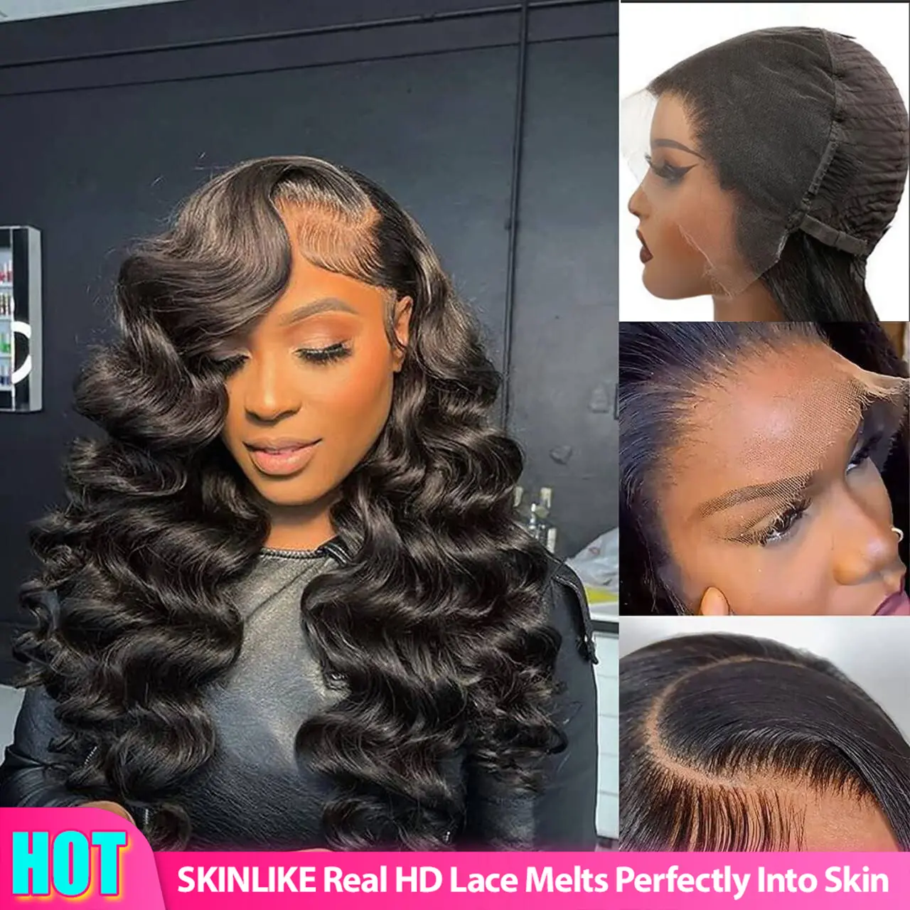 [HOT]Lemoda 13x6 SKINLIKE Real HD Lace Wigs 15A 13x4 Body Wave Full Lace Frontal Wigs Brazilian Virgin Human Hair 0.1mm Ultra-thin Tiny Knots Frayed Ends Lace Wig 200% Density