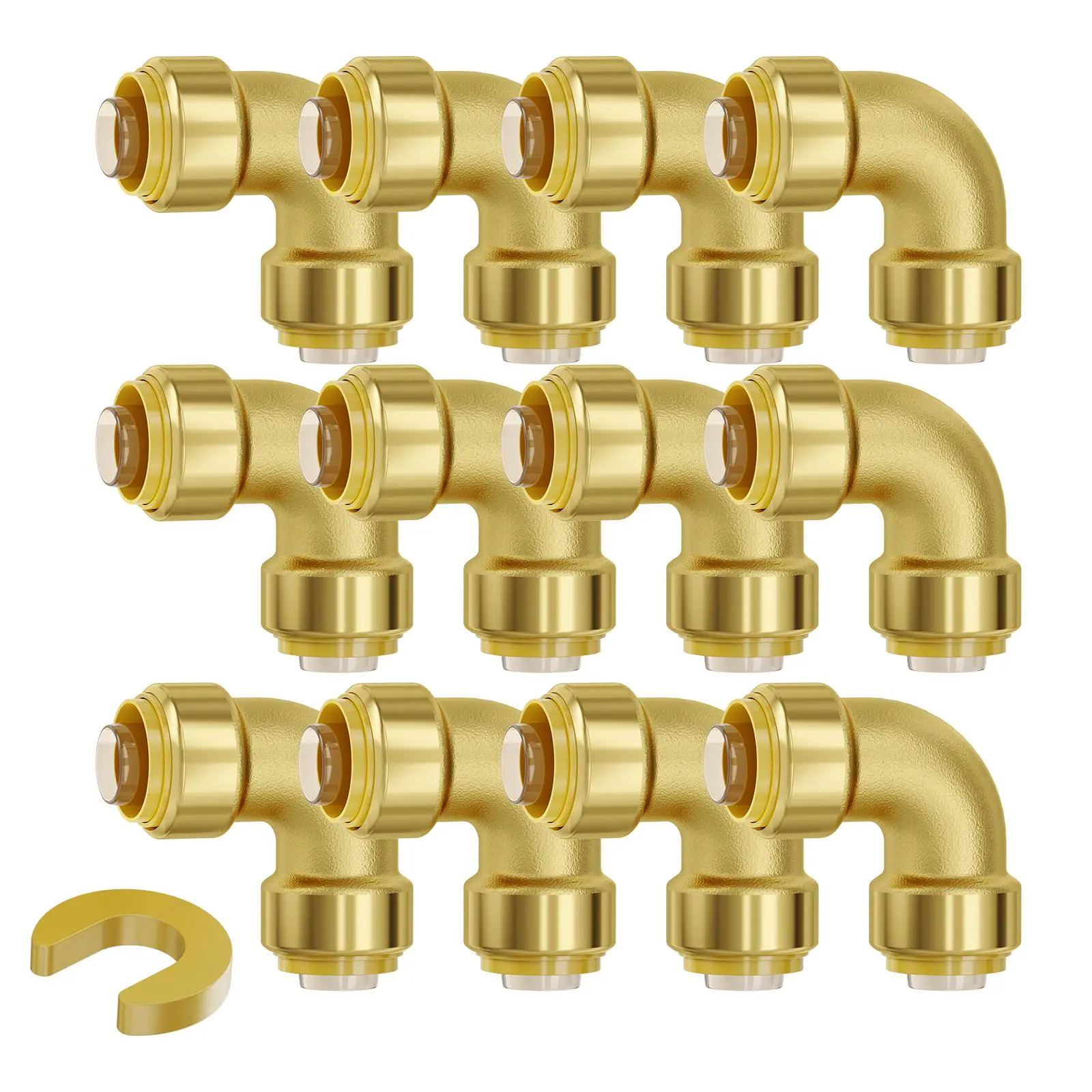 【Summerfinds】VEVOR Pipe Fittings,1/2" 12PCS Brass Pipe FittingsElbow Push-Fit Pipe Connector Brass Air FittingsHeavy Duty Plumbing Fittings Adapter for Heating/Shower SystemsWater Pipes